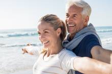 Snowbirds (man and woman couple) at the beach